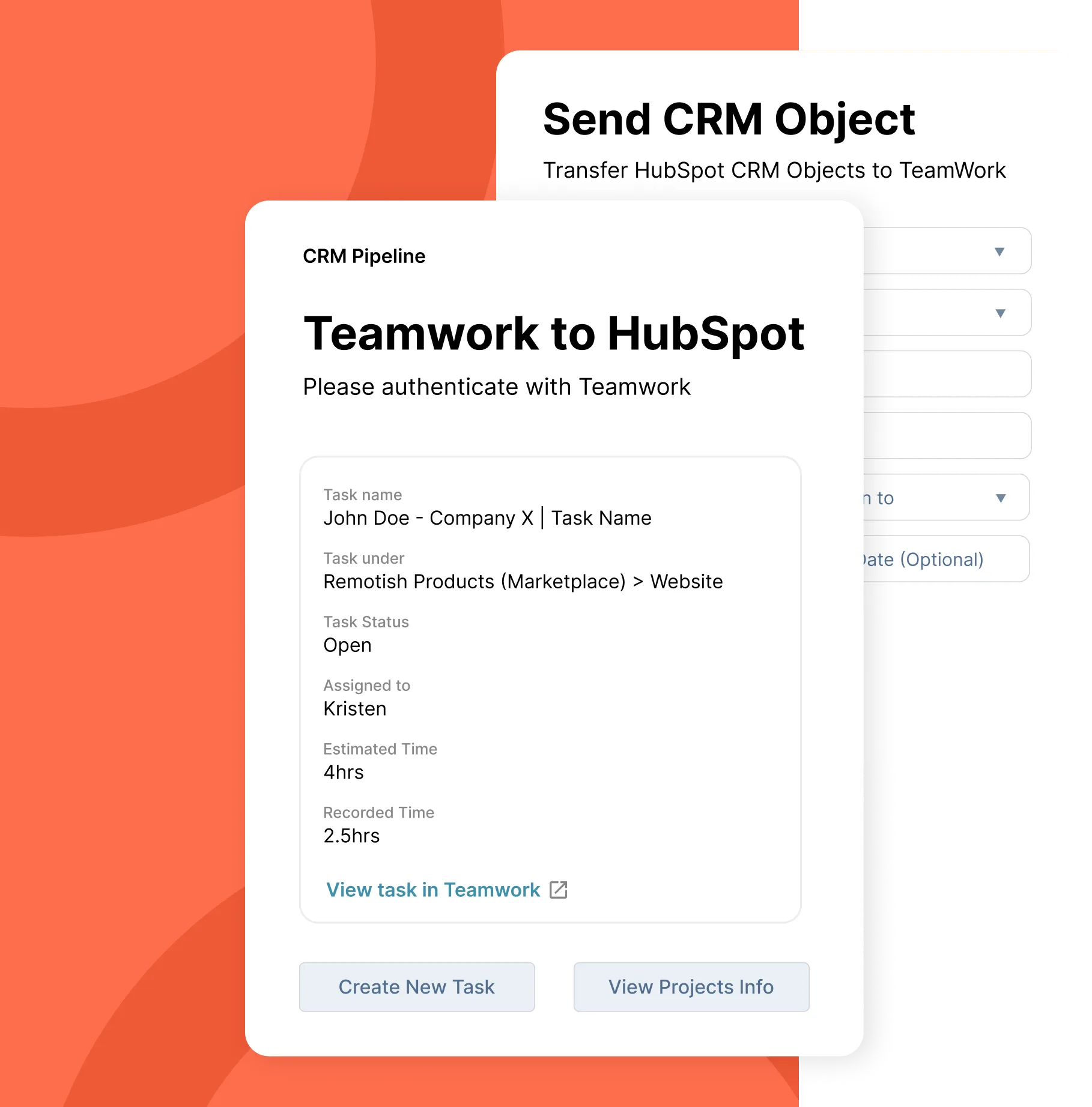 HubSpot to Teamwork interface presentation